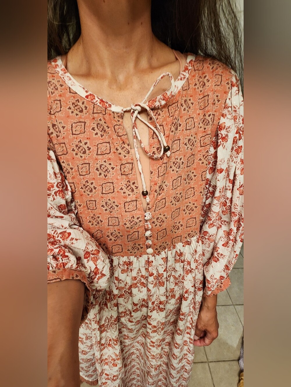 Free People Maxi Dress Size L Red Hazy Maisy Style Unique Details Firm Price - Picture 6 of 16